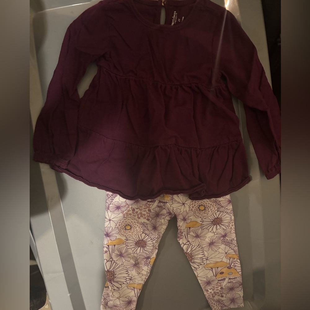 Burt's Bees Baby adorable Top and Floral Leggings Set 2T